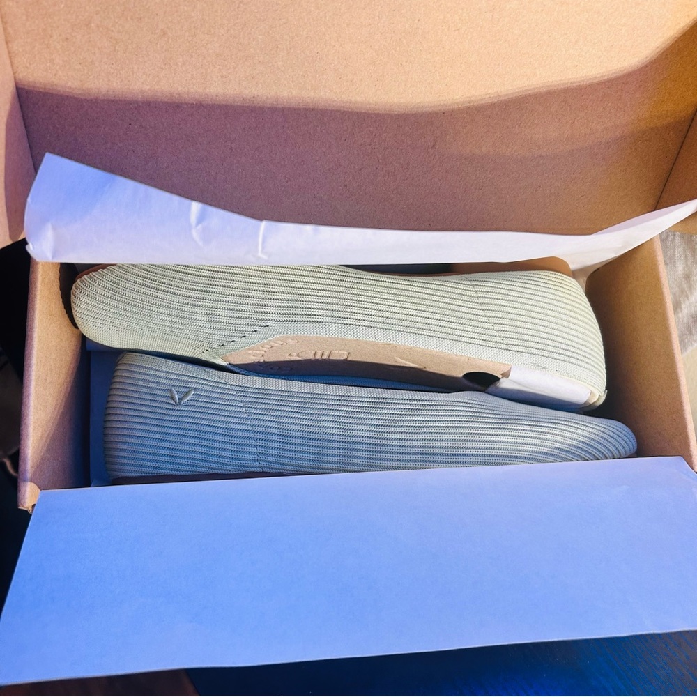 VIVAIA Matcha Green Knit Ballet Flats NIB W SQ TOE Slip-On Comfort! - Picture 7 of 10